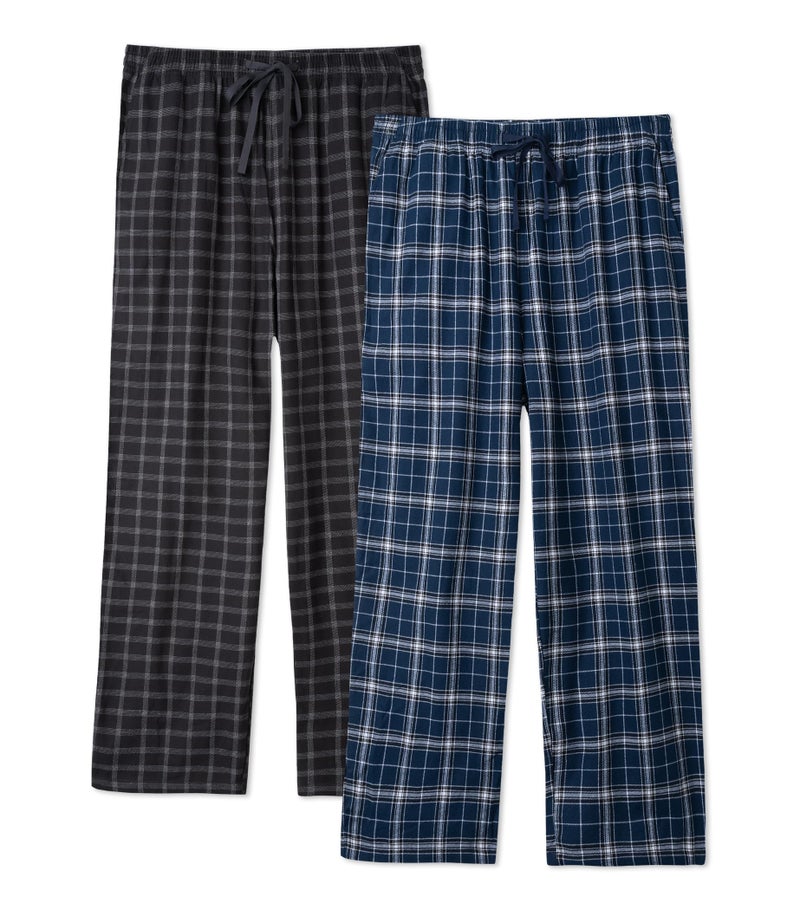 DAVID ARCHY Men's Flannel Pajama Pants, Soft Plaid Cotton Pajama Pants with Pockets, Lightweight 2-Pack - Image 1